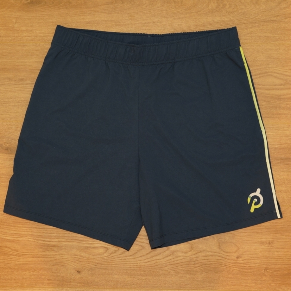 Peloton Navy Athletic Shorts with Lime Accent